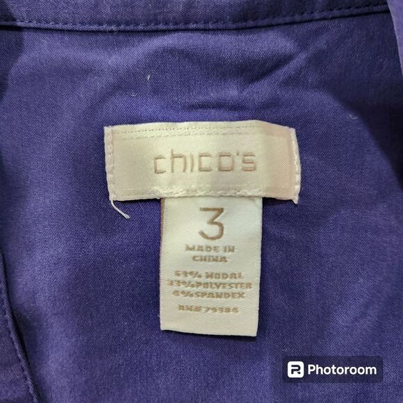 Chico's Button Down Blouse Womens SZ L Office Career Business Long Sleeve Work - Picture 2 of 4